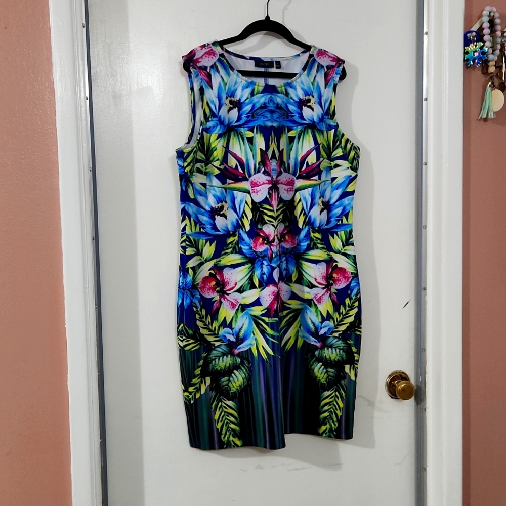 Vibrant Multicolor Floral Jungle Print Dress